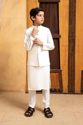 Shahjahan - OffWhite Kurta Trouser With Waistcoat - 3 Piece